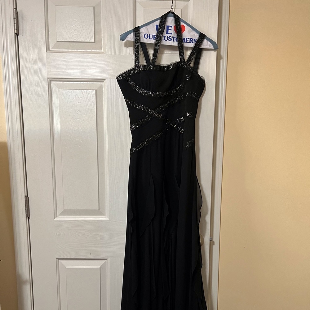 BCBG MAXAZRIA Black Tulle Evening Gown